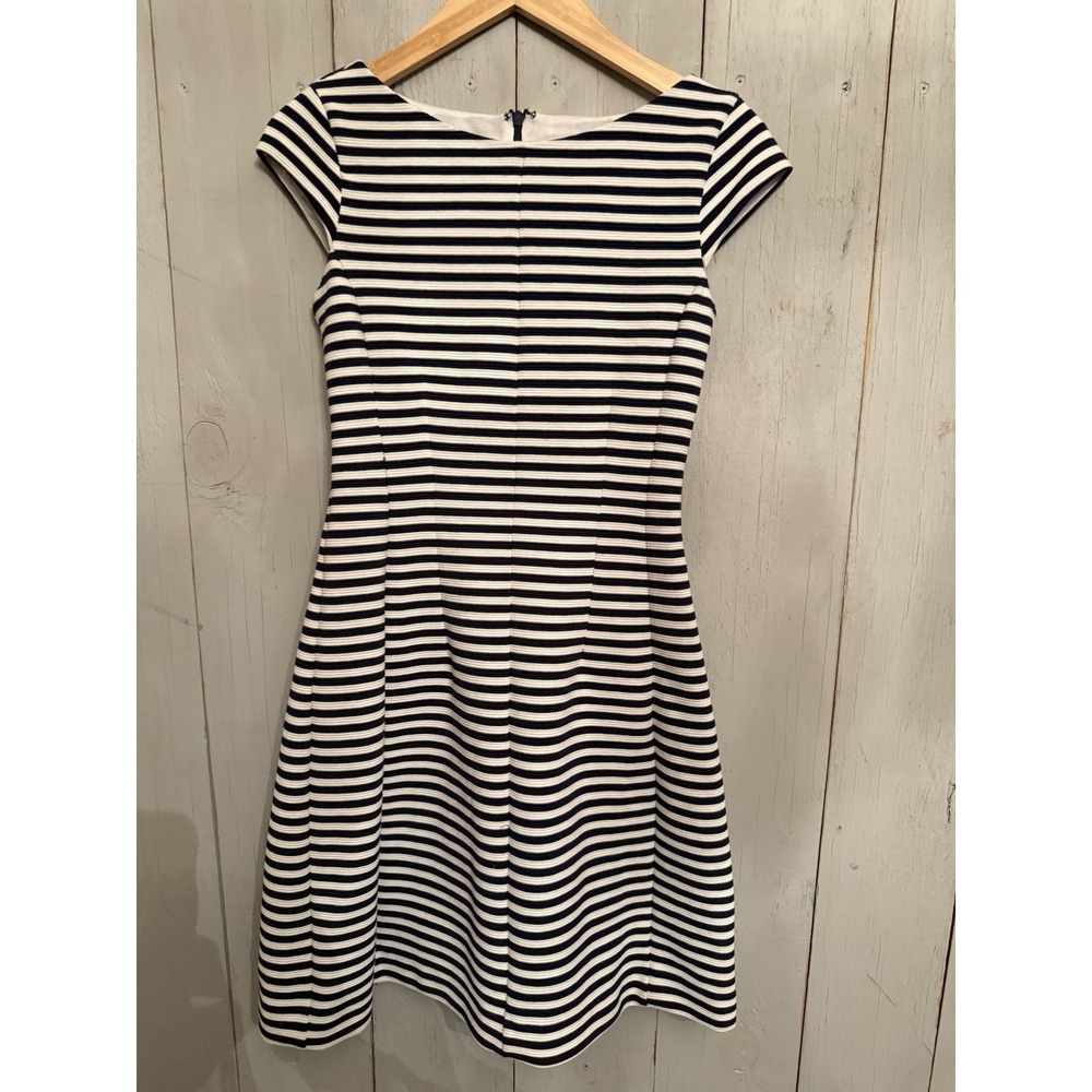 Lilly Pulitzer Dress Briella Navy White Stripe Cap Sleeve Zip Back A‎ Line XS - Picture 5 of 11